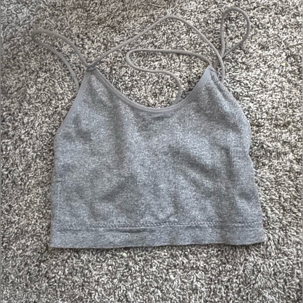 Free Press Gray Ribbed Crop Top